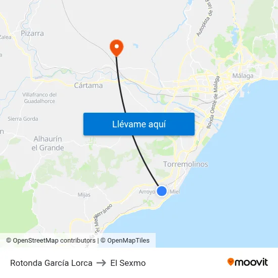 Rotonda García Lorca to El Sexmo map
