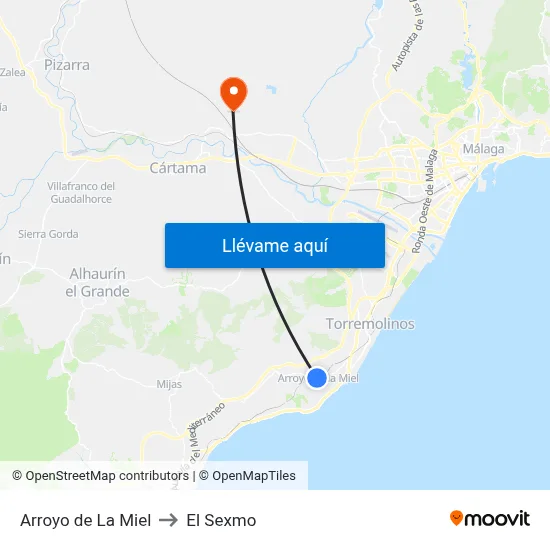 Arroyo de La Miel to El Sexmo map