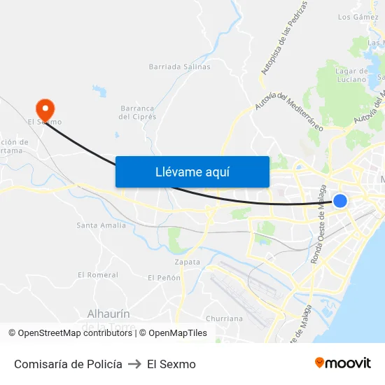 Comisaría de Policía to El Sexmo map