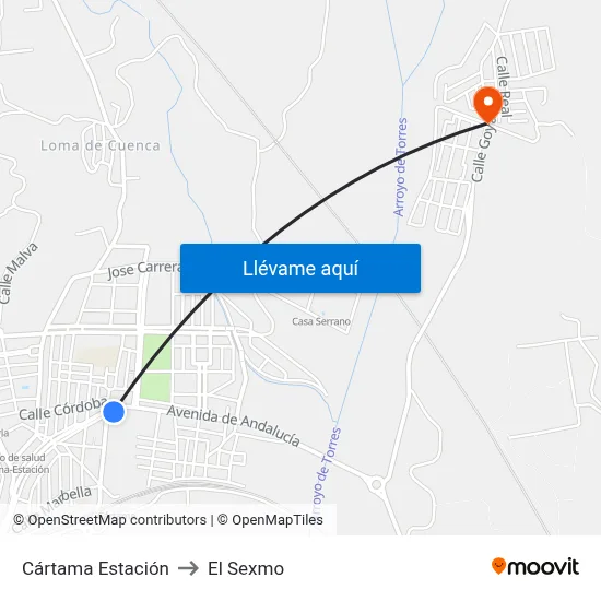 Cártama Estación to El Sexmo map