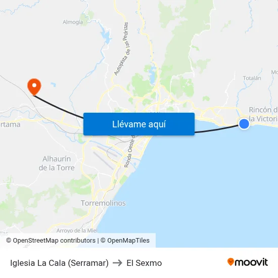 Iglesia La Cala (Serramar) to El Sexmo map