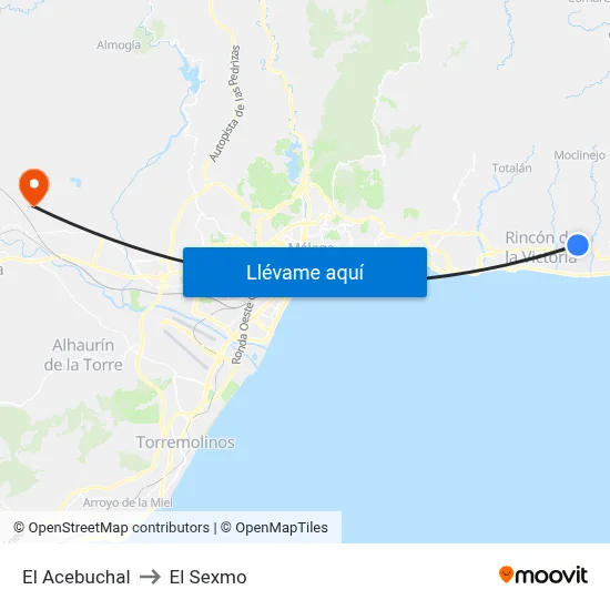 El Acebuchal to El Sexmo map