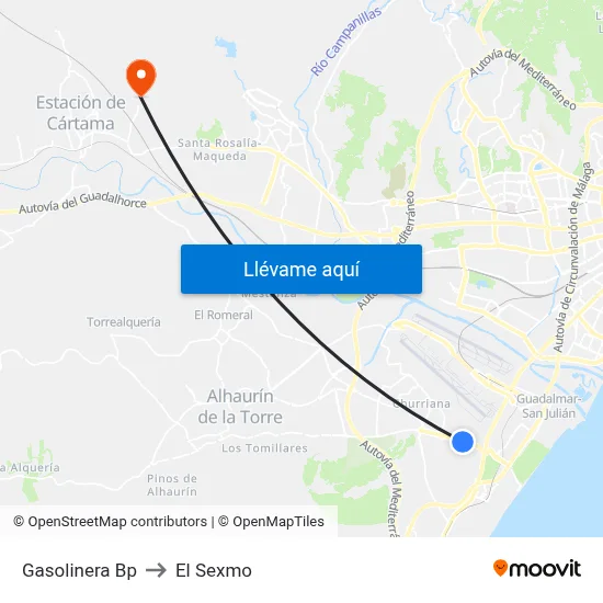 Gasolinera Bp to El Sexmo map