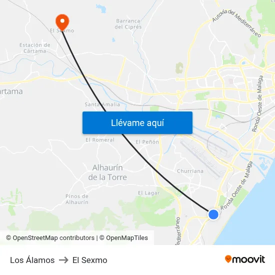 Los Álamos to El Sexmo map