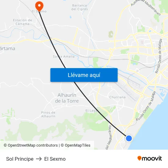 Sol Príncipe to El Sexmo map