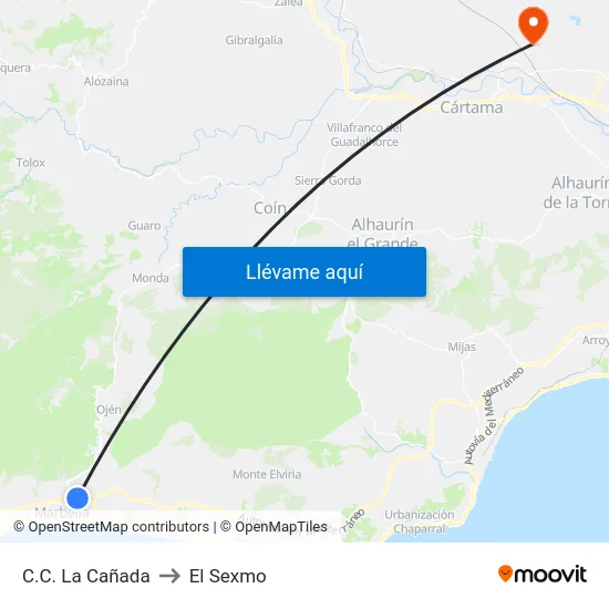 C.C. La Cañada to El Sexmo map
