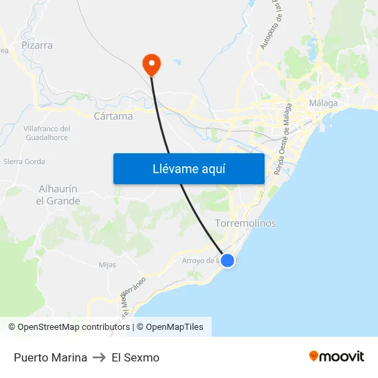 Puerto Marina to El Sexmo map