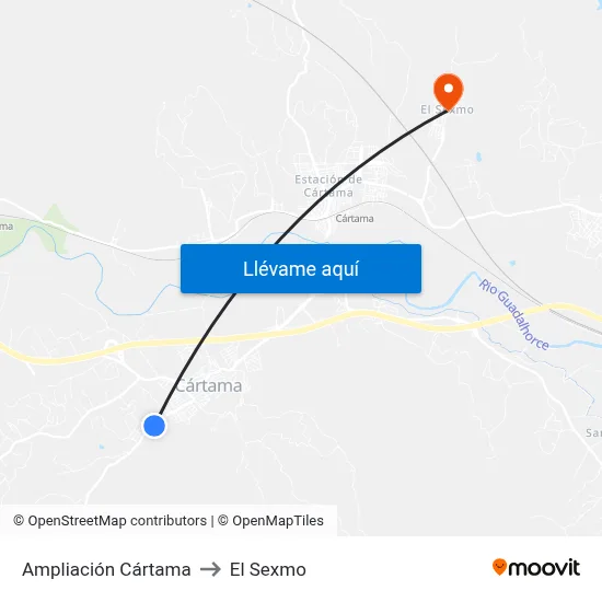 Ampliación Cártama to El Sexmo map