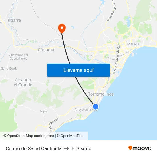 Centro de Salud Carihuela to El Sexmo map