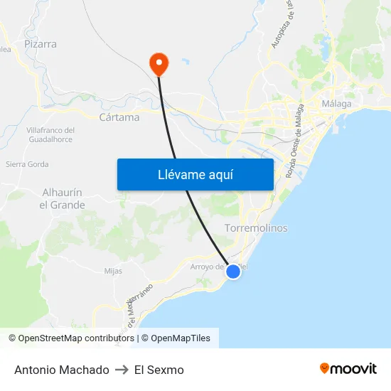 Antonio Machado to El Sexmo map