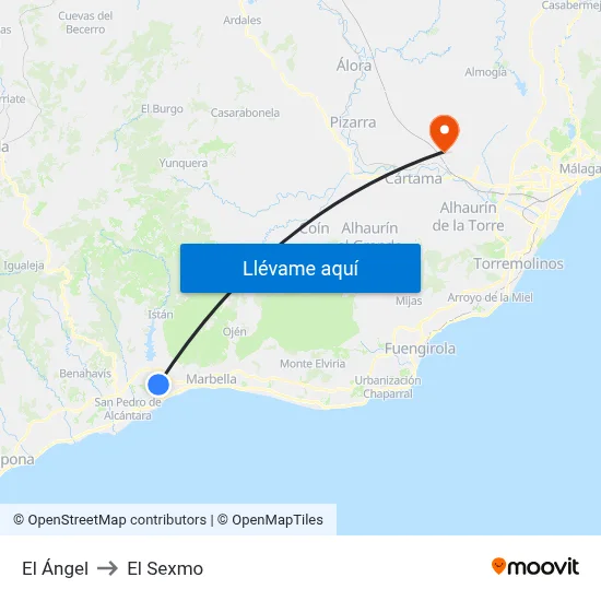 El Ángel to El Sexmo map