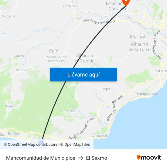 Mancomunidad de Municipios to El Sexmo map