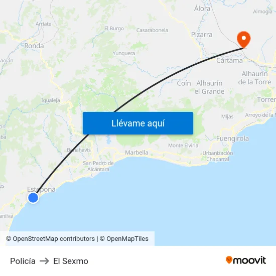 Policía to El Sexmo map
