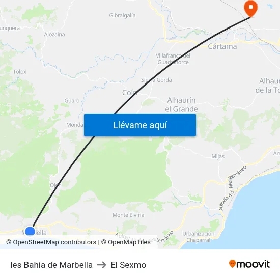 Ies Bahía de Marbella to El Sexmo map