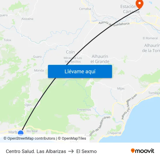 Centro de Salud Las Albarizas to El Sexmo map