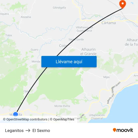 Leganitos to El Sexmo map