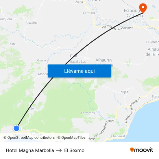 Hotel Magna Marbella to El Sexmo map