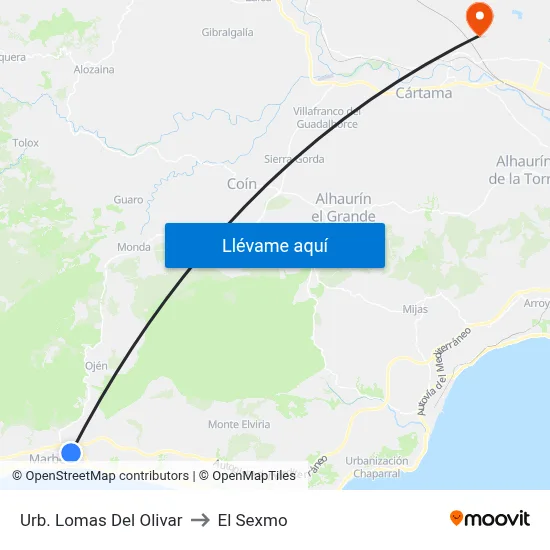 Urb. Lomas Del Olivar to El Sexmo map