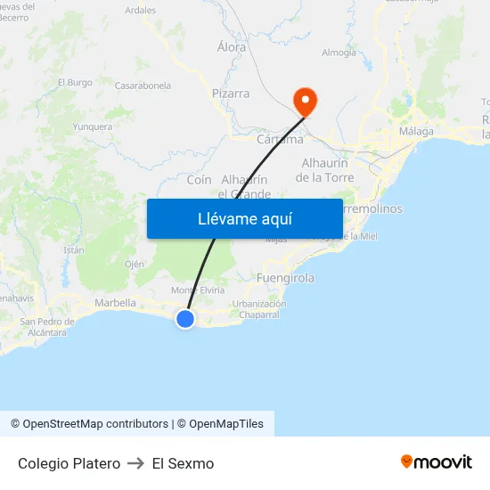 Colegio Platero to El Sexmo map