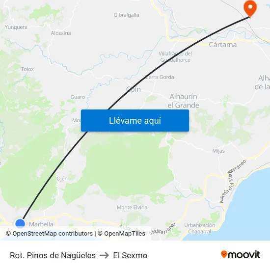 Rot. Pinos de Nagüeles to El Sexmo map