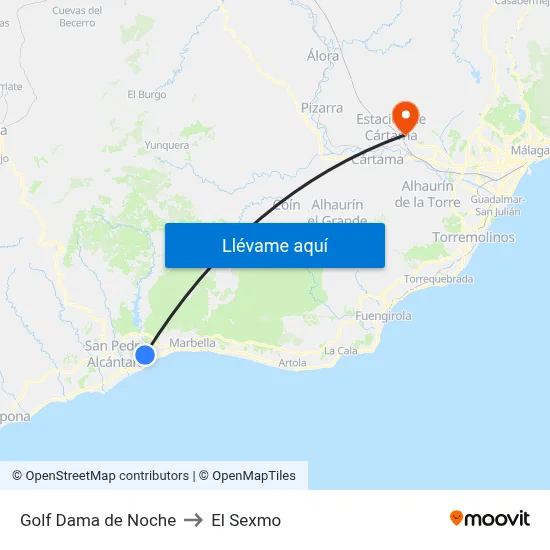 Golf Dama de Noche to El Sexmo map