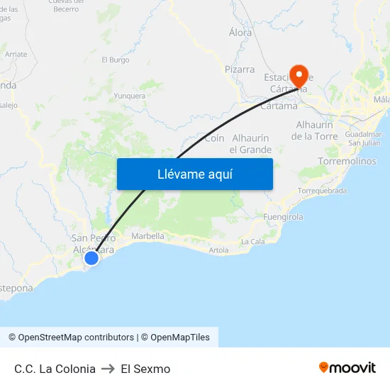 C.C. La Colonia to El Sexmo map