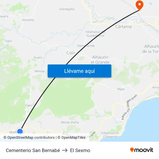 Cementerio San Bernabé to El Sexmo map