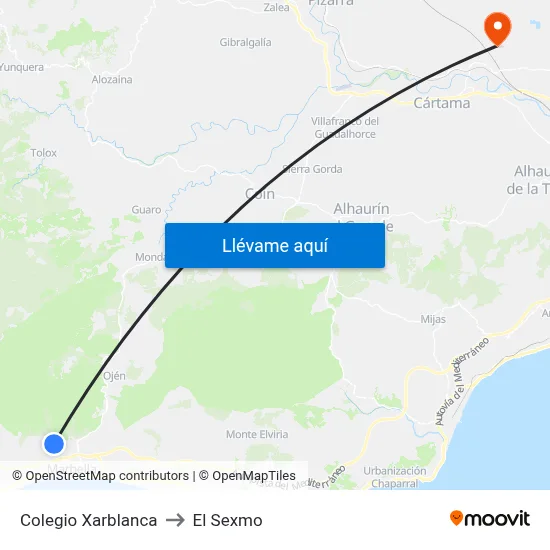 Colegio Xarblanca to El Sexmo map