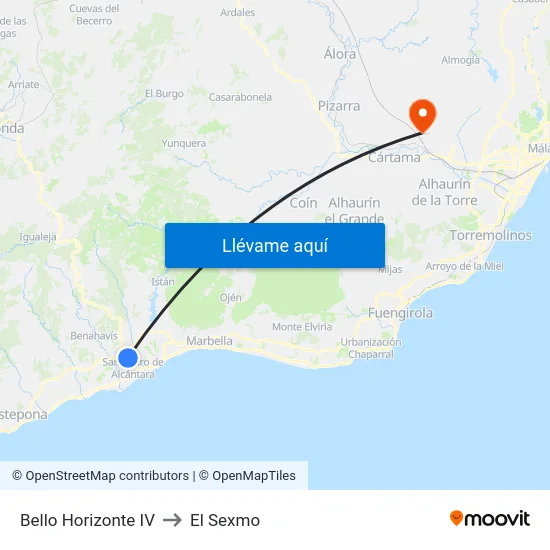 Bello Horizonte IV to El Sexmo map