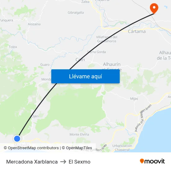 Mercadona Xarblanca to El Sexmo map
