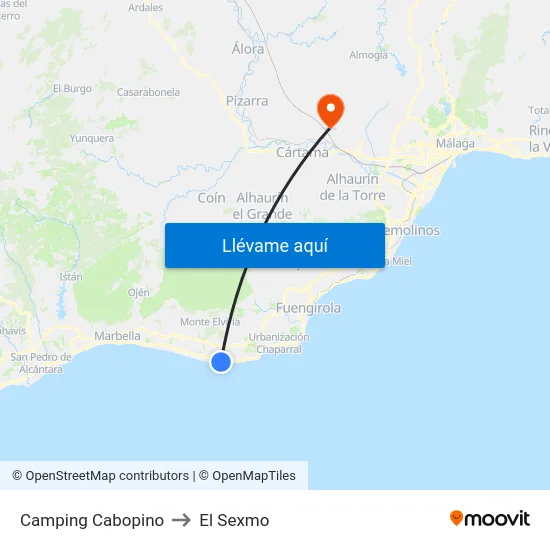 Camping Cabopino to El Sexmo map