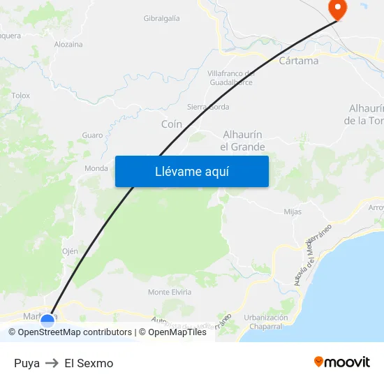 Puya to El Sexmo map