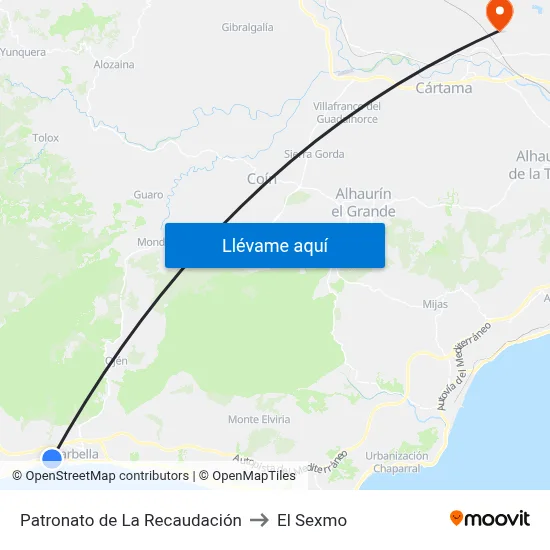 Patronato de La Recaudación to El Sexmo map