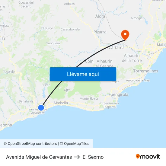 Avenida Miguel de Cervantes to El Sexmo map