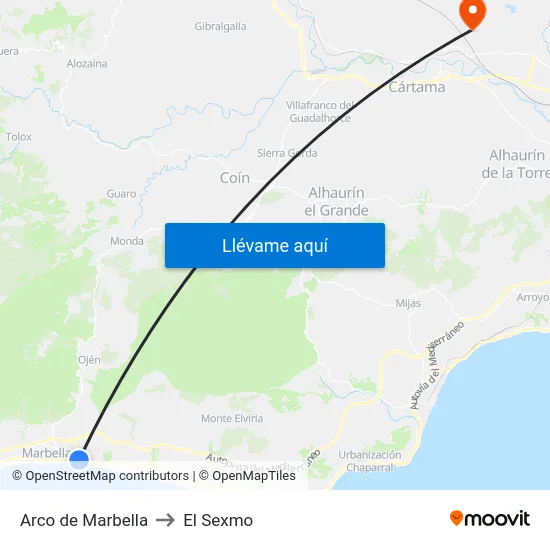Arco de Marbella to El Sexmo map