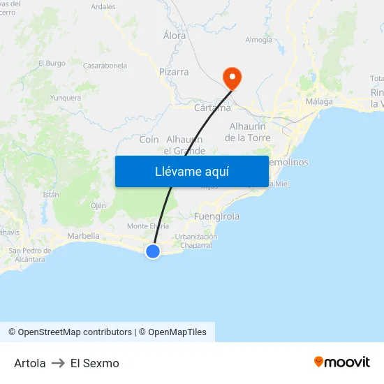 Artola to El Sexmo map