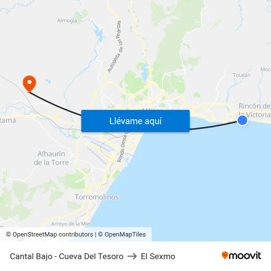 Cantal Bajo - Cueva Del Tesoro to El Sexmo map