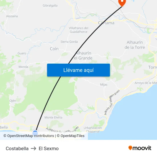 Costabella to El Sexmo map