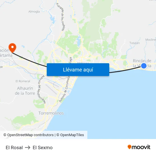 El Rosal to El Sexmo map