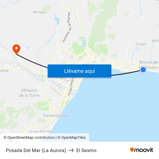 Posada Del Mar (La Aurora) to El Sexmo map
