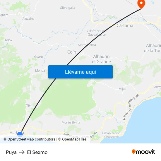 Puya to El Sexmo map