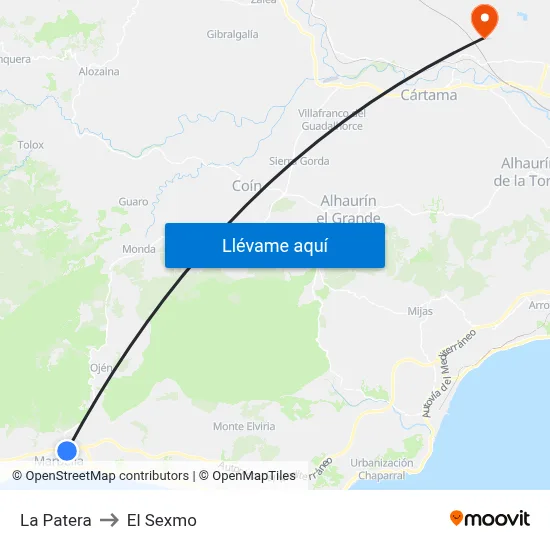 La Patera to El Sexmo map