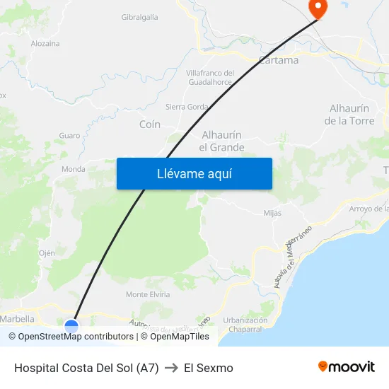 Hospital Costa Del Sol (A7) to El Sexmo map