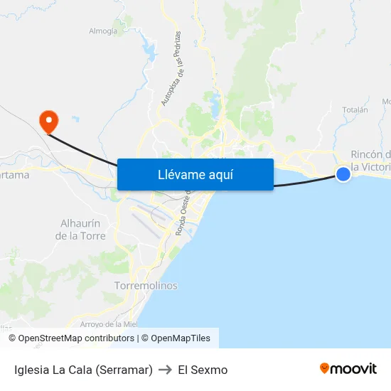 Iglesia La Cala (Serramar) to El Sexmo map