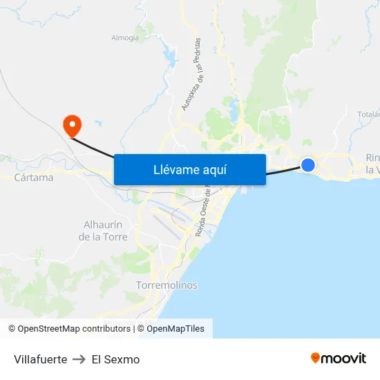 Villafuerte to El Sexmo map