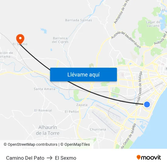 Camino Del Pato to El Sexmo map
