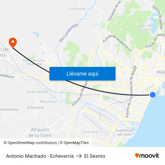 Antonio Machado - Echeverría to El Sexmo map