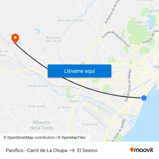 Pacifico - Carril de La Chupa to El Sexmo map