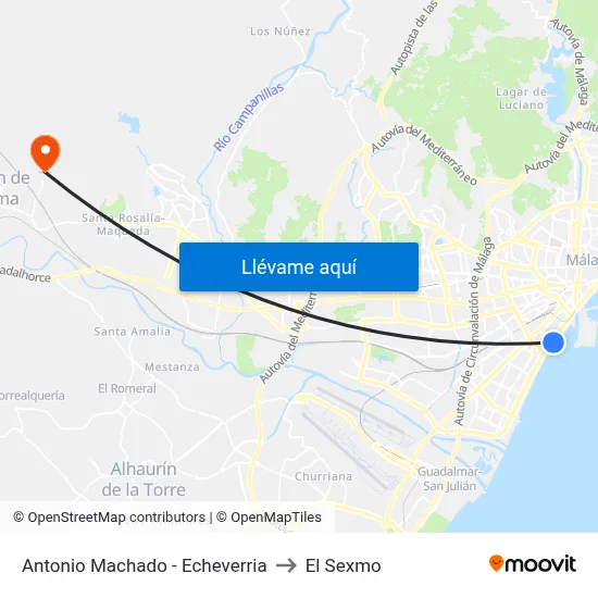 Antonio Machado - Echeverria to El Sexmo map