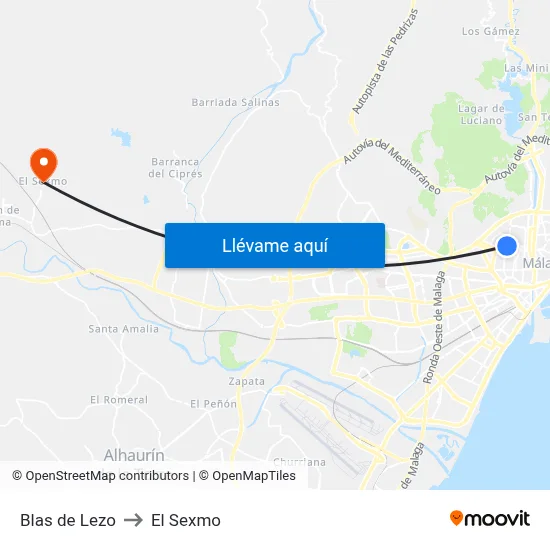 Blas de Lezo to El Sexmo map